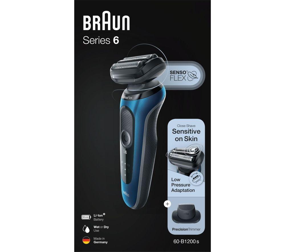 Braun Series 6 60B1200S Wet & Dry Foil Shaver - Black & Blue - Khubchands