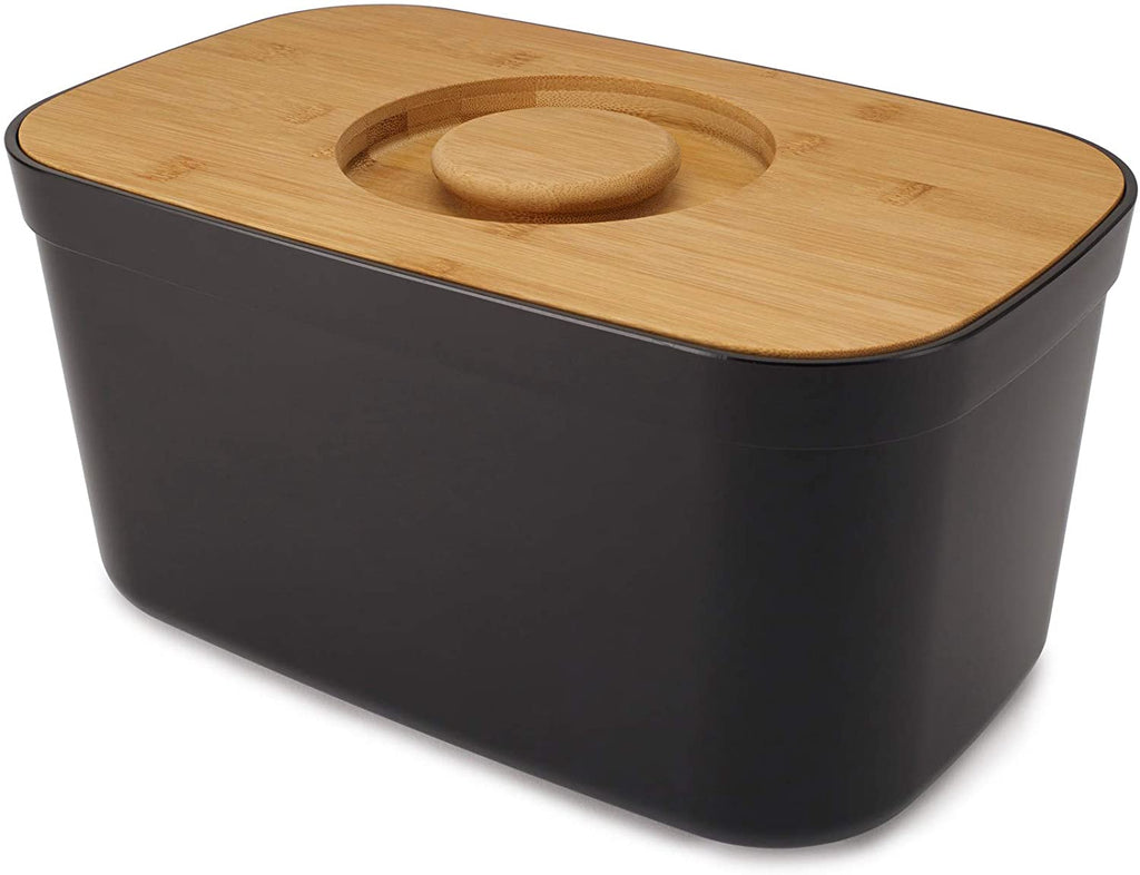 JOSEPH JOSEPH 81103 BREAD BIN WITH BAMBOO LID - BLACK - Khubchands