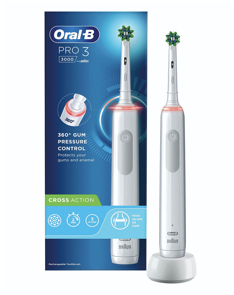 ORAL B PRO 3 3000 WHITE ELECTRIC TOOTHBRUSH - Khubchands