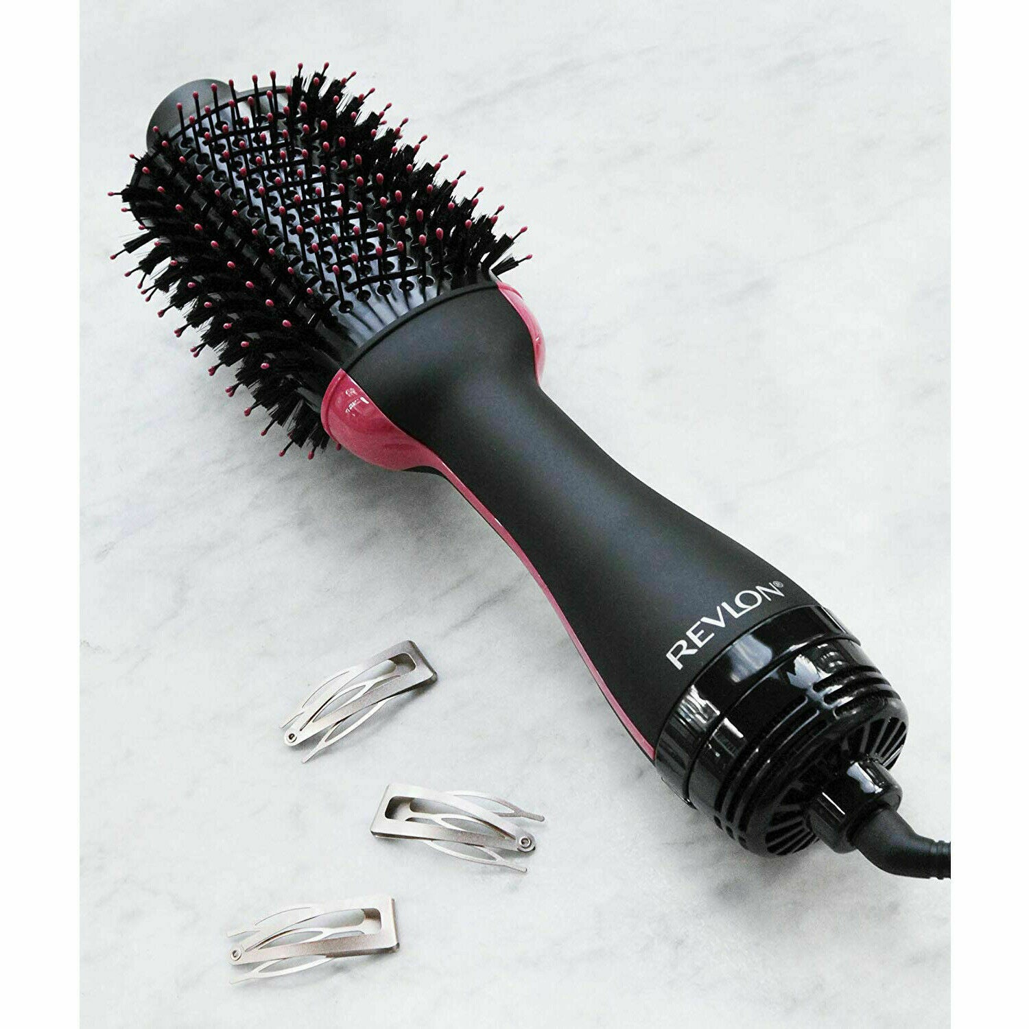 Revlon One-Step Volumiser Plus (Detachable Head Ceramic Titanium Barrel  Styling Bristles with Activated Charcoal Pins